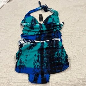 Natori Plunge Neck Swimwear Size 6 b/c nwt - Ocean Cloud Blue color